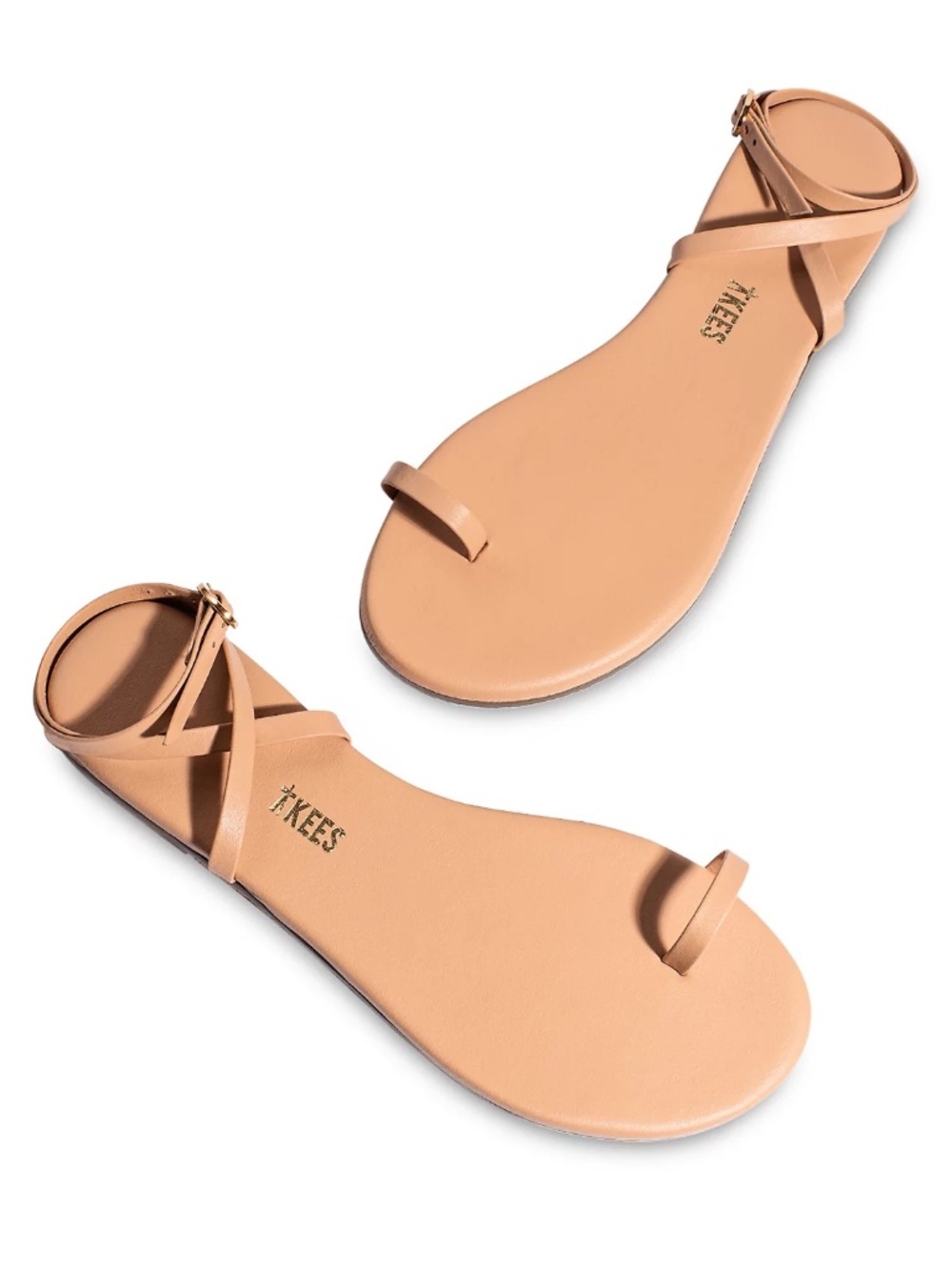 TKEES Nude Tan Leather Ankle-Strap Sandals